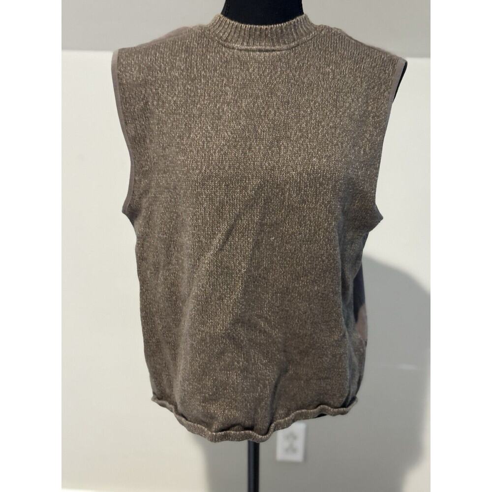 Koret Faux Suede & Knit Sweater Vest Olive Green Women’s Sz 10 Y2k grunge lagen - Picture 3 of 8